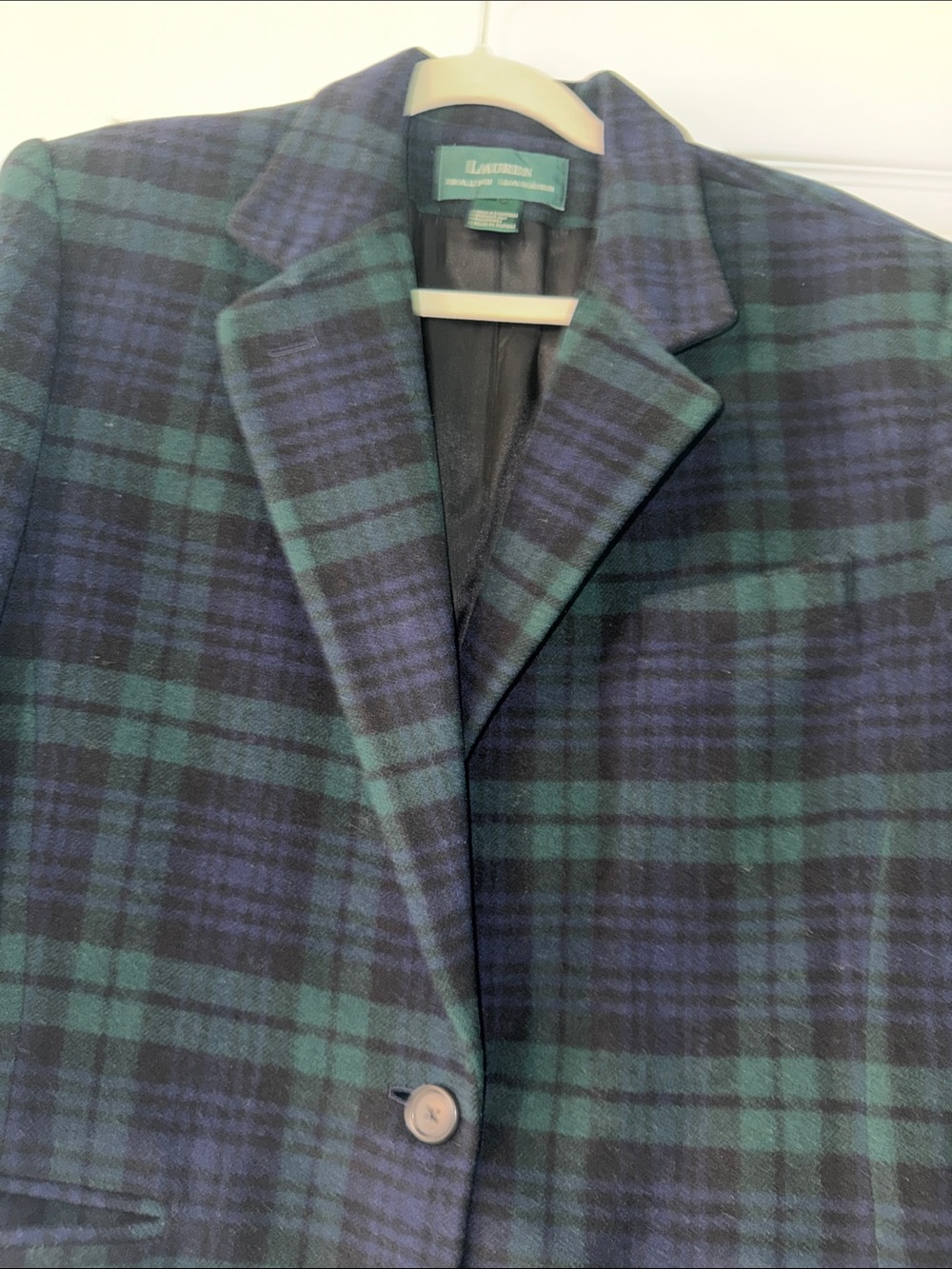 Lauren Ralph Lauren Black and Green Plaid Blazer - Picture 3 of 4